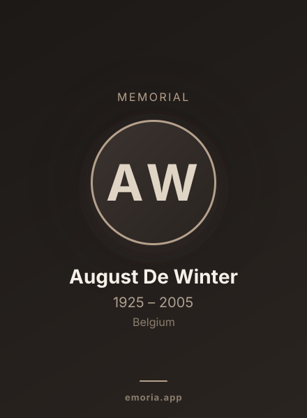 Memorial portrait of August De Winter