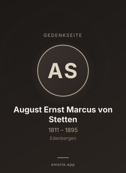 Gedenkportrait von August Ernst Marcus von Stetten