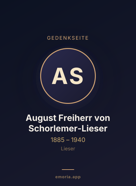 Gedenkportrait von August Freiherr von Schorlemer-Lieser