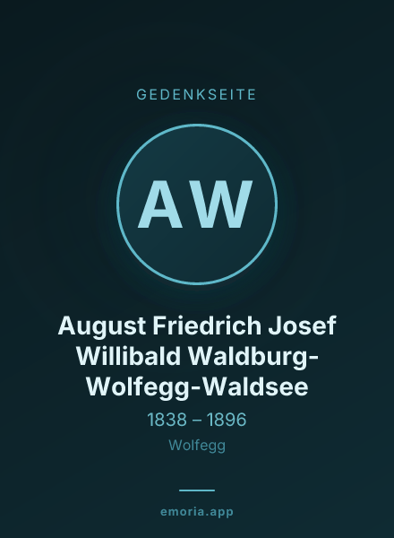 Gedenkportrait von August Friedrich Josef Willibald Waldburg-Wolfegg-Waldsee