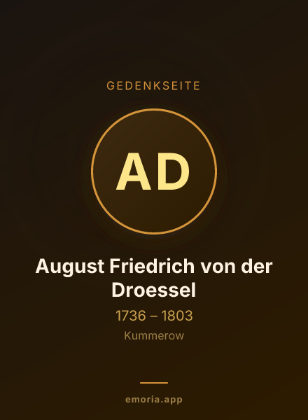 Gedenkportrait von August Friedrich von der Droessel