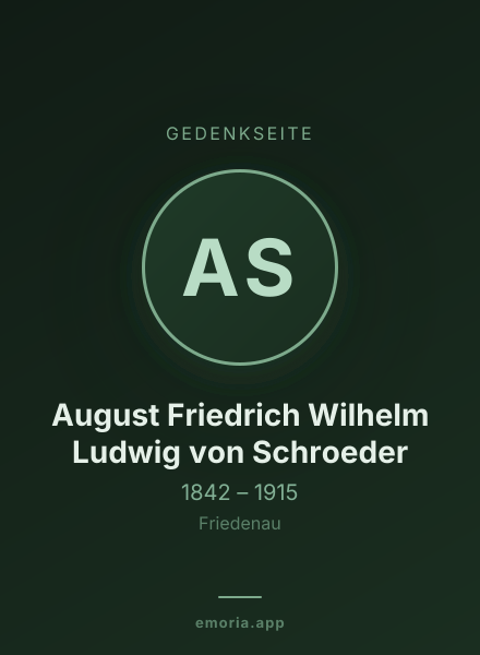 Gedenkportrait von August Friedrich Wilhelm Ludwig von Schroeder