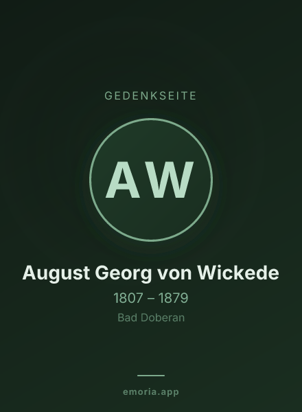 Gedenkportrait von August Georg von Wickede