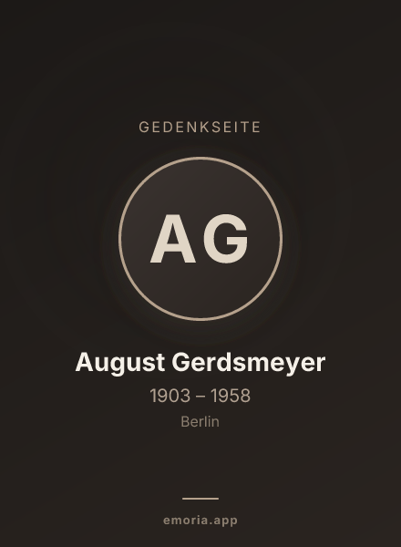 Gedenkportrait von August Gerdsmeyer