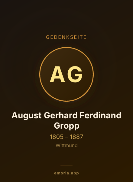 Gedenkportrait von August Gerhard Ferdinand Gropp