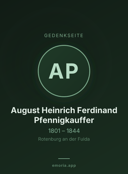 Gedenkportrait von August Heinrich Ferdinand Pfennigkauffer