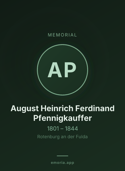 Memorial portrait of August Heinrich Ferdinand Pfennigkauffer