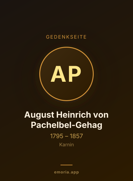 Gedenkportrait von August Heinrich von Pachelbel-Gehag