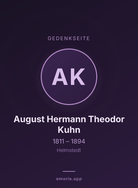 Gedenkportrait von August Hermann Theodor Kuhn