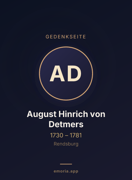 Gedenkportrait von August Hinrich von Detmers
