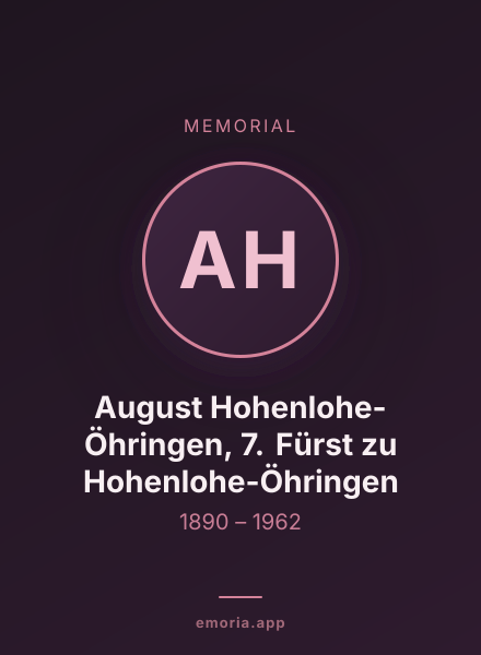 Memorial portrait of August Hohenlohe-Öhringen, 7. Fürst zu Hohenlohe-Öhringen