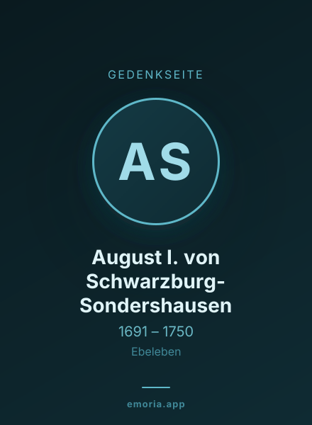 Gedenkportrait von August I. von Schwarzburg-Sondershausen