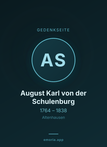Gedenkportrait von August Karl von der Schulenburg