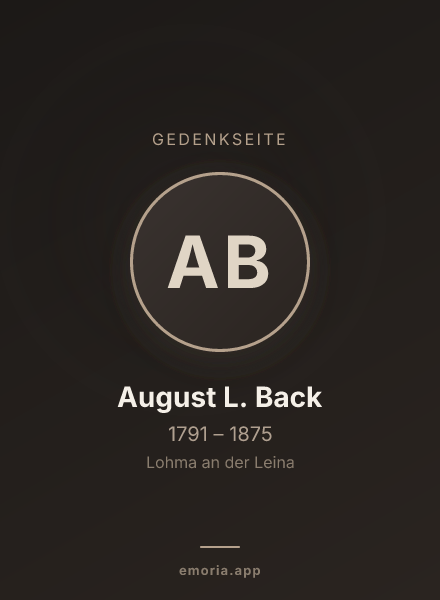 Gedenkportrait von August L. Back