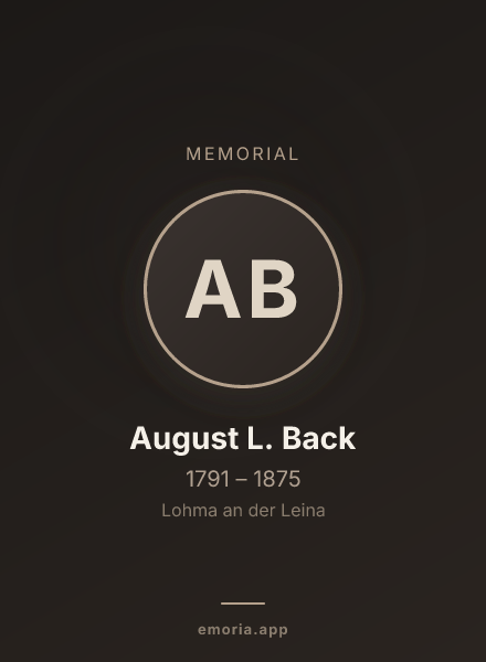 Memorial portrait of August L. Back