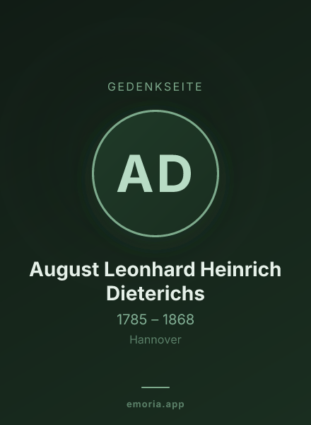 Gedenkportrait von August Leonhard Heinrich Dieterichs