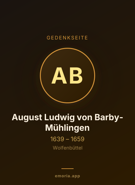 Gedenkportrait von August Ludwig von Barby-Mühlingen