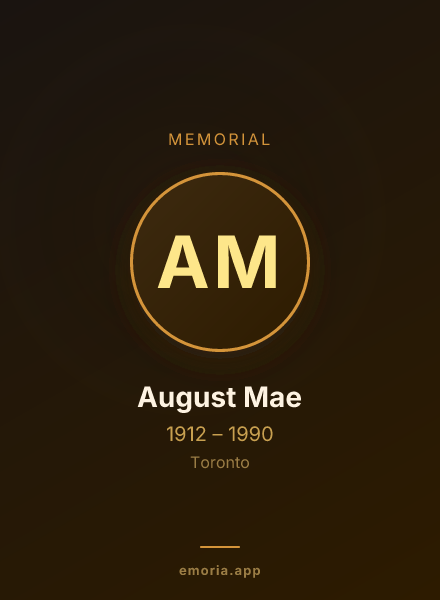 Memorial portrait of August Mae