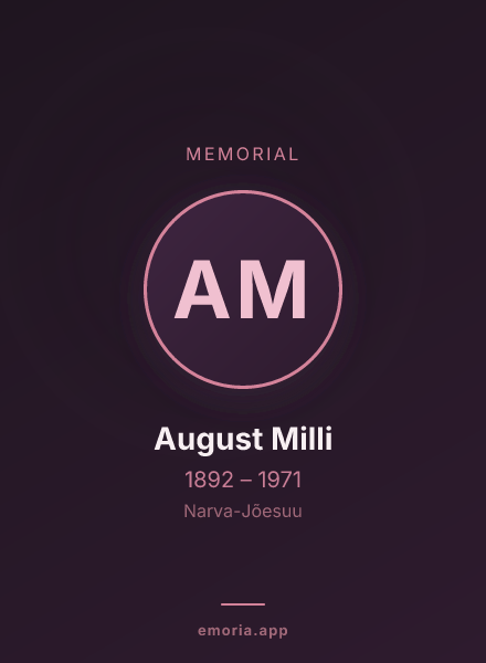 Memorial portrait of August Milli