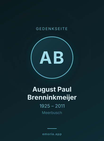 Gedenkportrait von August Paul Brenninkmeijer