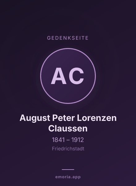 Gedenkportrait von August Peter Lorenzen Claussen