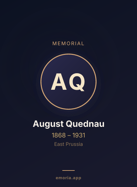 Memorial portrait of August Quednau