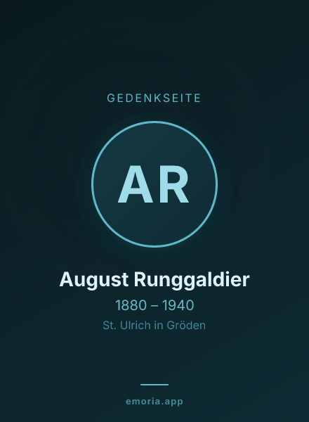 Gedenkportrait von August Runggaldier