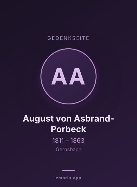 Gedenkportrait von August von Asbrand-Porbeck