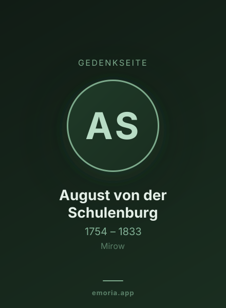 Gedenkportrait von August von der Schulenburg