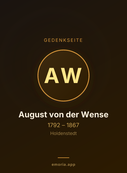 Gedenkportrait von August von der Wense