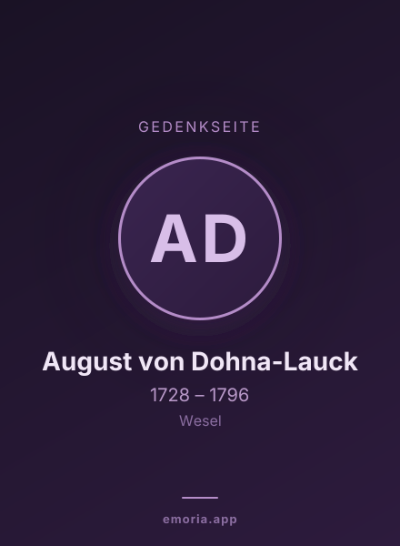Gedenkportrait von August von Dohna-Lauck