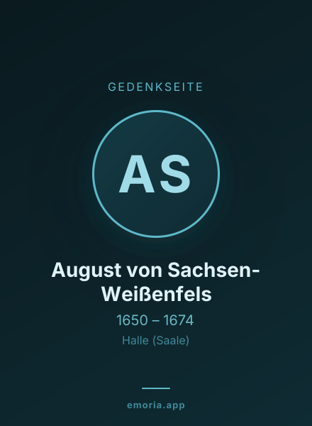 Gedenkportrait von August von Sachsen-Weißenfels