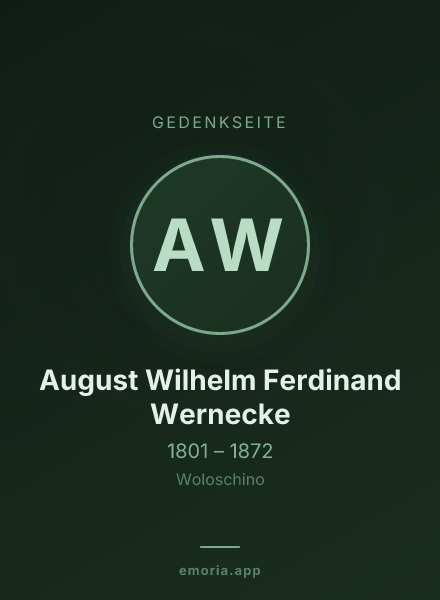 Gedenkportrait von August Wilhelm Ferdinand Wernecke