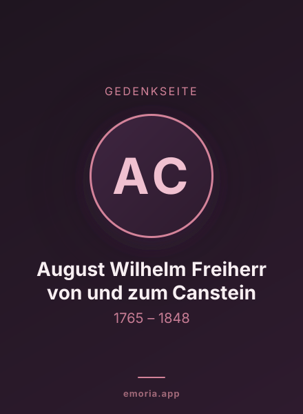 Gedenkportrait von August Wilhelm Freiherr von und zum Canstein