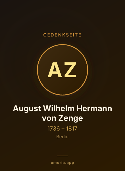 Gedenkportrait von August Wilhelm Hermann von Zenge