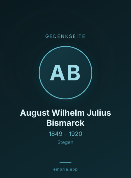 Gedenkportrait von August Wilhelm Julius Bismarck
