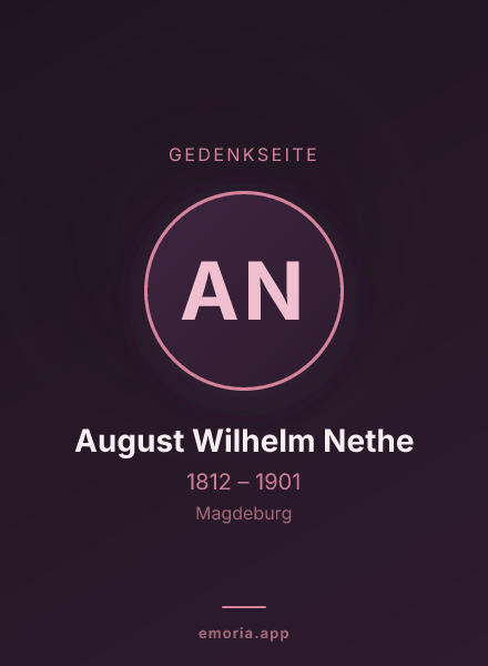 Gedenkportrait von August Wilhelm Nethe
