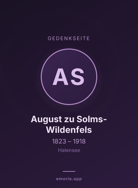 Gedenkportrait von August zu Solms-Wildenfels