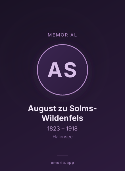 Memorial portrait of August zu Solms-Wildenfels