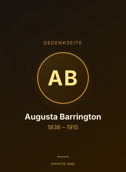 Gedenkportrait von Augusta Barrington