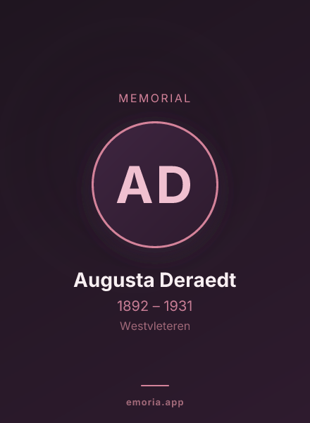 Memorial portrait of Augusta Deraedt