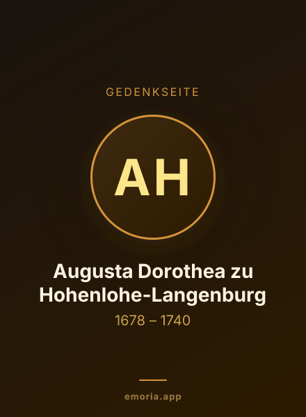 Gedenkportrait von Augusta Dorothea zu Hohenlohe-Langenburg