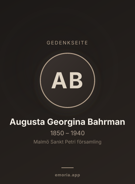 Gedenkportrait von Augusta Georgina Bahrman