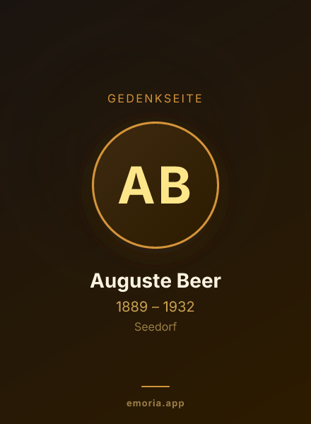 Gedenkportrait von Auguste Beer