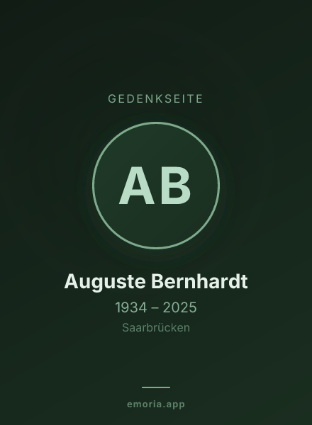 Gedenkportrait von Auguste Bernhardt