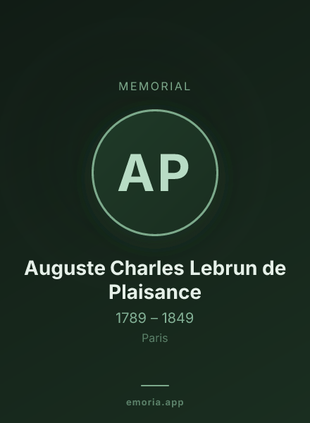 Memorial portrait of Auguste Charles Lebrun de Plaisance