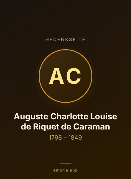 Gedenkportrait von Auguste Charlotte Louise de Riquet de Caraman