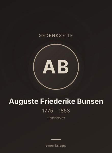 Gedenkportrait von Auguste Friederike Bunsen