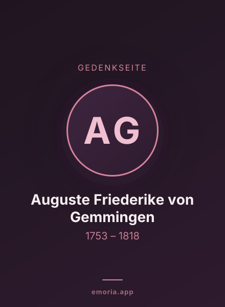 Gedenkportrait von Auguste Friederike von Gemmingen