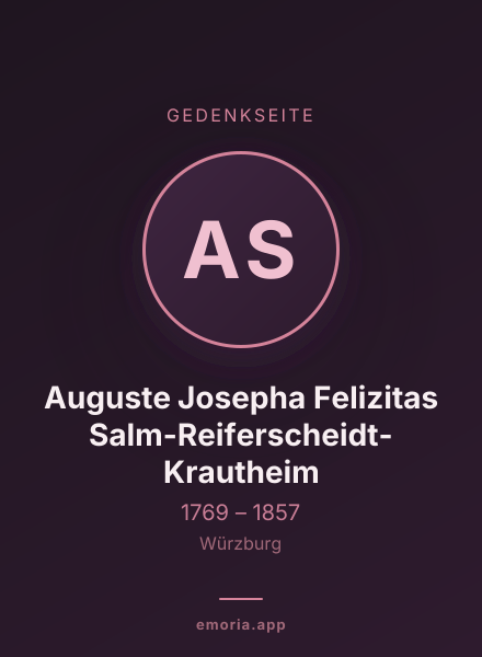 Gedenkportrait von Auguste Josepha Felizitas Salm-Reiferscheidt-Krautheim